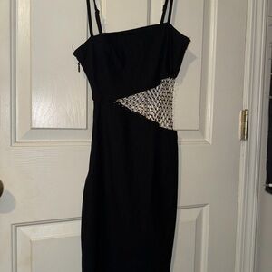 Elegant Black Dress with Mesh Detail